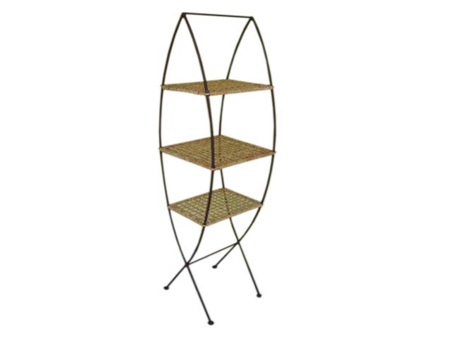 Rack shaped like a fish, made of metal frame and reed